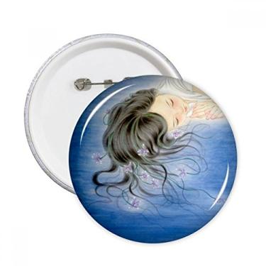 Imagem de Orquídea Fantasia Menina Estilo Chinês Aquarela Pinos Redondos Emblema Botão Decoração Roupas Presente 5 peças