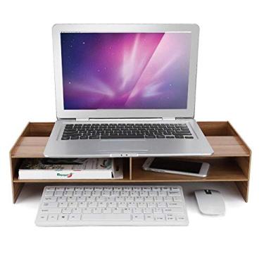 Imagem de Suporte de monitor de madeira, suporte de monitor, prateleira de suporte de monitor estável e durável, suporte de mesa de mesa para computador, mesa, laptop, notebook, sala de estudo (madeira de cereja)