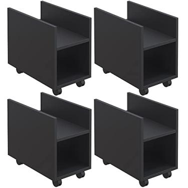 Imagem de Kit 04 Suportes Para Cpu E Nobreak Com Rodízios Guide L03 Preto - Lyam Decor