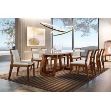 Imagem de Sala De Jantar Madeira Maciça Com 8 Cadeiras 2,20X1,10M - Florença - E