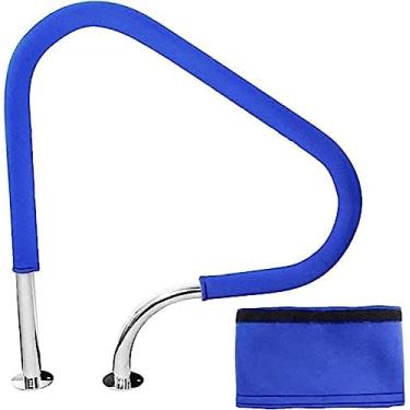 Imagem de Corrimão de segurança para piscina Corrimão de piscina em aço inoxidável 304 para piscina ao ar livre com capa de alça azul Fácil de instalar Corrimão de escada