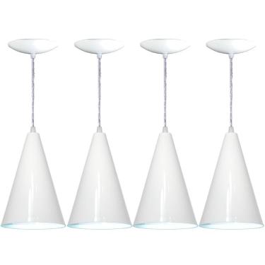 Imagem de Kit 04 Lustres Pendente Balcão Cozinha Americana - Branco