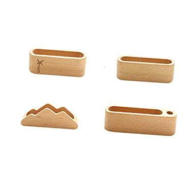 Imagem de Operitacx 1Pc Suporte De Mesa Suporte De Exibição Suporte De Negócios Material De Escritório Suporte De Festa Suporte Caixa De Armazenamento Clipe Desktop Caqui Caixa De Madeira De Nogueira