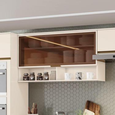 Imagem de Armário Aéreo 1 Porta Basculante com Vidro 120cm Connect Off White