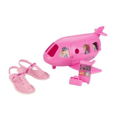 Imagem de Sandália Rasteira Infantil Menina Barbie Flight Com Avião Cor-De -Rosa