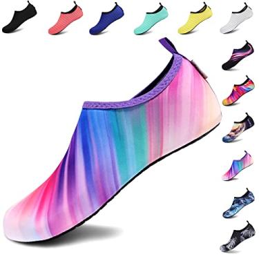 Imagem de VIFUUR Meias para esportes aquáticos sem cadarço de secagem rápida para ioga masculinas e femininas, Multi/diagonal, 9-10 Women/7.5-8.5 Men