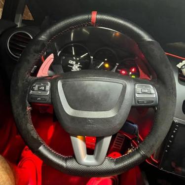 Imagem de LAVIYE Original Volante Trança, Camurça de couro Car Steering Wheel Cover Wrap, Para o assento Alhambra Toledo Leon Altea Leon Cupra