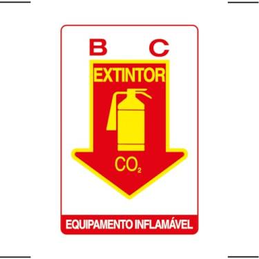 Imagem de Placa De Sinalização Extintor BC CO2 Equipamento Inflamável 20x30 Ekomunike - X-713 F9e