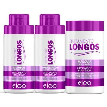 Imagem de Kit Eico Cabelos Longos Shampoo Sem Sal E Condicionador Leave-In 450ml