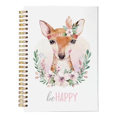Imagem de VNWEK Caderno Be Happy Baby Deer – Caderno fofo para mulheres e meninas, presentes de cervos para amantes de veados, caderno espiral 14 x 21 cm, cadernos de escrita