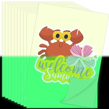 Imagem de GIRAFVINYL Papel adesivo imprimível que brilha no escuro para impressora a jato de tinta - folhas de vinil autoadesivas brancas - papel decalque à prova d'água - 10 folhas, 21,5 cm x 28 cm