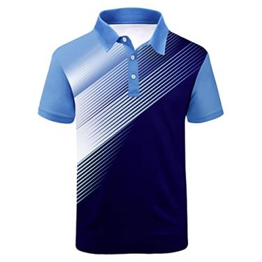 Imagem de SCODI Camisa polo de golfe masculina casual manga curta atlética gola redonda camiseta tênis, 045-preto azul, 3G