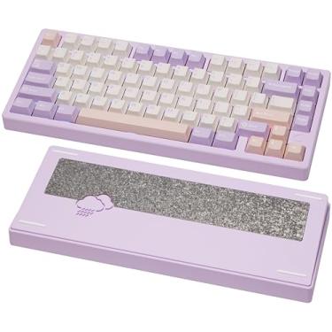 Imagem de Teclado mecânico KEEBMONKEY WOBKEY Rainy 75 CNC de alumínio HMX/JWK/Cocoa Switches com conectividade de modo triplo e acústica superior, RGB/FR4/Silver SUS304/7000mAh/Cocoa Switch (Pro - Roxo)