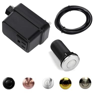 Imagem de Botão de pressão de descarte de lixo cromado com saída única sem fio de 6,3 cm, botão de descarte de lixo de cozinha, interruptor superior de pia, kit de descarte de lixo, botão para descarte de