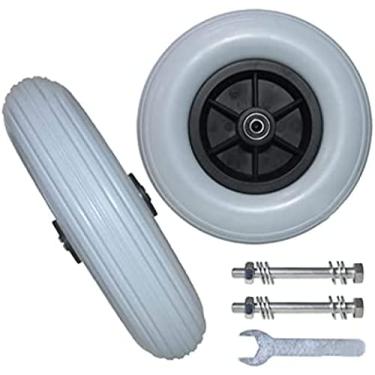 Imagem de 2 pçs cinza 8 polegada rodas dianteiras de cadeira de rodas de borracha rodízios substituição da roda para cadeiras de rodas mobilidade scooter acessórios rollator,