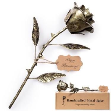 Imagem de Presente de bronze de aniversário de 8 anos para ela – Presentes de metal rosa 8º aniversário de casamento 19 anos 19 anos para ele, esposa, marido, casais, rosa eterna, decoração de casa