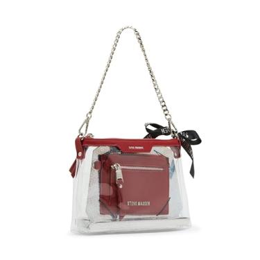 Imagem de Steve Madden Bolsa feminina Dominic transparente com estojo de cartão para presente, Vermelho, One Size