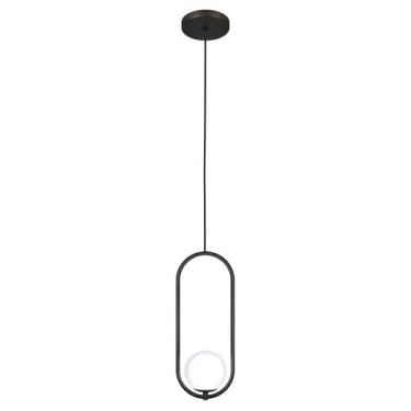 Imagem de Luminária Pendente Teto Lustre Arco Globo Vidro Quarto Preto - Singlel