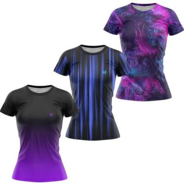 Imagem de Kit 3  Blusa Feminina Camiseta Academia Fitness Caminhada Musculação C