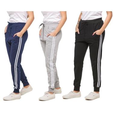 Imagem de Kit com 03 calças de moletom feminina saruel skinny sport luxo - Wooks