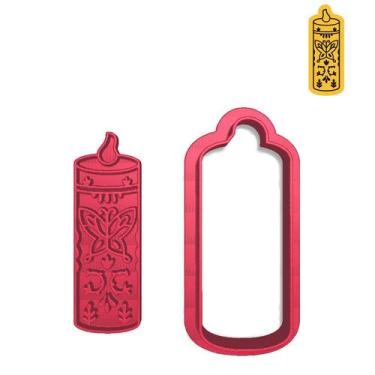 Imagem de Cortador Biscoito Vela Encanto Carimbo Borboleta - DOCE IMPRESSO, 6cm