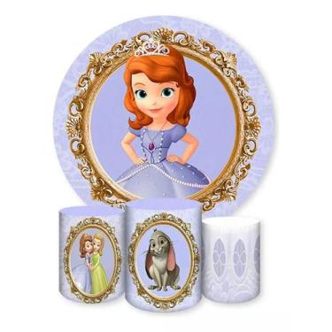 Imagem de Kit Painel de Festa Redondo Trio Cilindro - PRINCESA SOFIA - DeCarllos