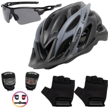 Imagem de Capacete Ciclismo Bike Mtb + Pisca + Óculos + Par De Luvas - Tsw / Abs