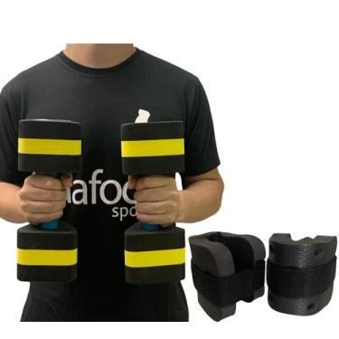 Imagem de Kit Par Halteres Hidroginástica 2-3kg + Par de Caneleira Rosa 2-3kg Da