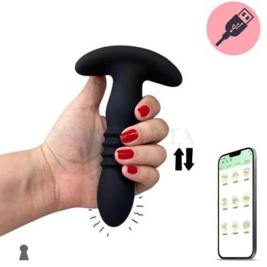 Imagem de Plug Anal Vai e Vem em Silicone via Aplicativo 10 Modos - Discretta