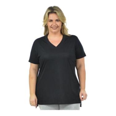 Imagem de Blusa Longa Mullet Plus Size Feminino - Vesttuario, Preto, G3