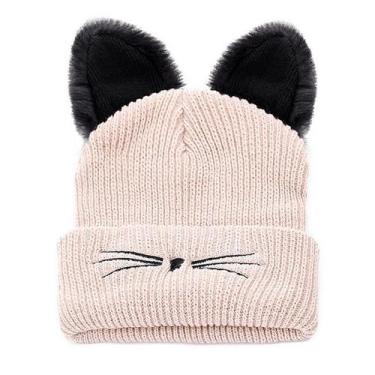 Imagem de Gorro feminino Da Moda Com Orelhas De Gato Malha Acrílica - ElaShopp