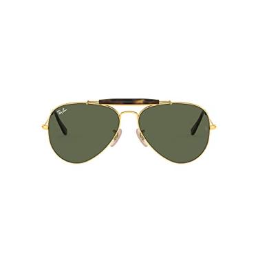 Imagem de Óculos de sol aviador Ray-Ban RB3029 Outdoorsman II, dourado/verde cristal, 62 mm