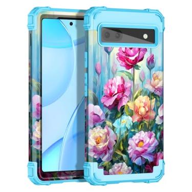 Imagem de Hekodonk Capa protetora 3 em 1 para Google Pixel 6A (2022), capa protetora 3 em 1 para Google Pixel 6A, rosa rosa