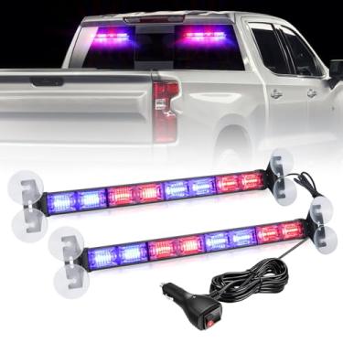 Imagem de OPPBUY Luzes estroboscópicas da polícia de emergência de 40,6 cm, vermelho azul 96 LED aviso piscante painel de segurança dianteiro/traseiro luz consultora de trânsito com 60 modos de piscar para