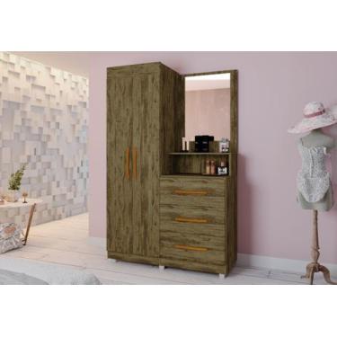 Imagem de Kit Roupeiro cômoda penteadeira Onix Amendoa - Móveis Primus