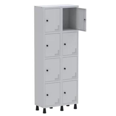 Imagem de Roupeiro De Aço Light 8 Portas Cinza Para Cadeado - Pandin