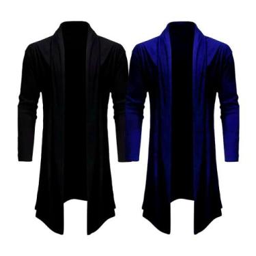 Imagem de Kit com 2 Cardigans Masculinos Assimétricos Alta Qualidade Slim Fitnes
