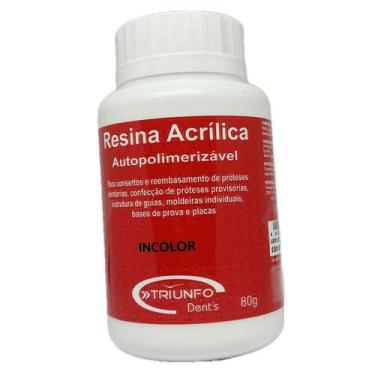 Imagem de Resina Acrílica Auto Pó Incolor 80g Reparos Odonto Prótese Triunfo