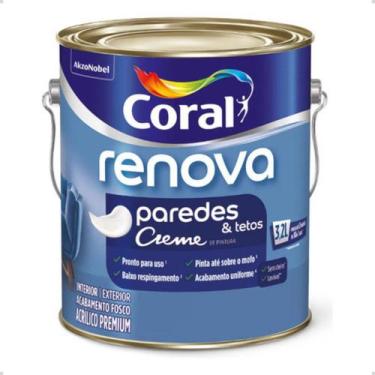 Imagem de Tinta Acrílica Creme Fosco Renova Parede Branco 3,2l Coral