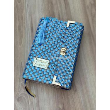 Imagem de Bíblia carteira strass azul + marca páginas glitter - Cpp
