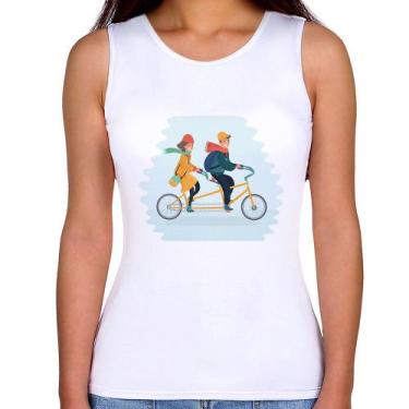 Imagem de Regata Feminina Casal  Bicicleta - Foca na Moda, Branco, P