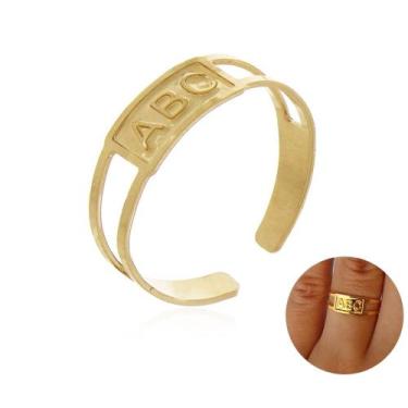 Imagem de Anel De Formatura Abc Infantil Com Caixinha Em Banho De Ouro - Joias D