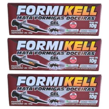 Imagem de Mata Formiga Formikell Gel Seringa Kelldrin 10g Kit c/ 3