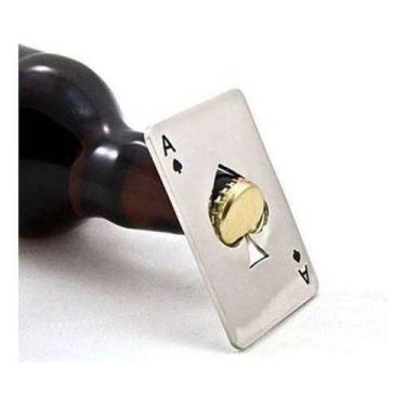 Imagem de Abridor De Garrafa Formato Carta De Baralho De Aço Inox - oem, Preto