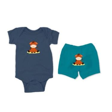 Imagem de Conjunto Manga Curta Cavalinho Risonho - Bebê Dorminhoco, 0 a 3 meses