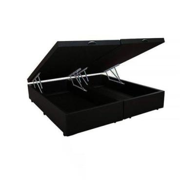 Imagem de Base Cama Box Baú Bipartido King Size Suede Preto 43x193x203 - Box Sho