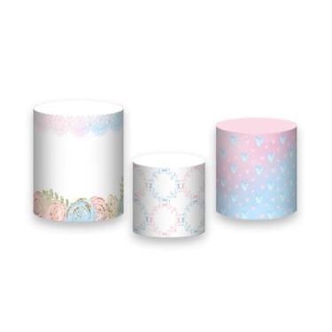 Imagem de Trio de Capas de Cilindro - Ursinhos Cute Azul e Rosa Aquarela 037 - V