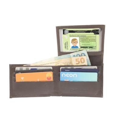 Imagem de Carteira em Couro Masculina Slot Para Documentos Moedas Cartões - Pamp