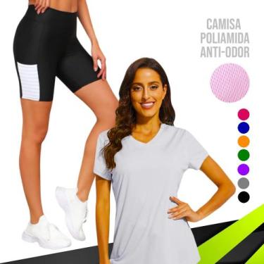 Imagem de Conjunto Camiseta DRY FIT POLIAMIDA MALHA FRIA + Short Leg Legging COM