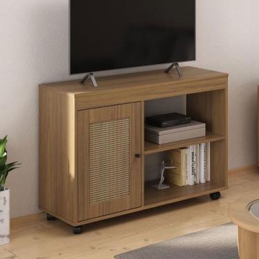 Imagem de Rack para TV Até 42 Polegadas Rio 1 Porta Carvalho - Pnr Móveis, Marro